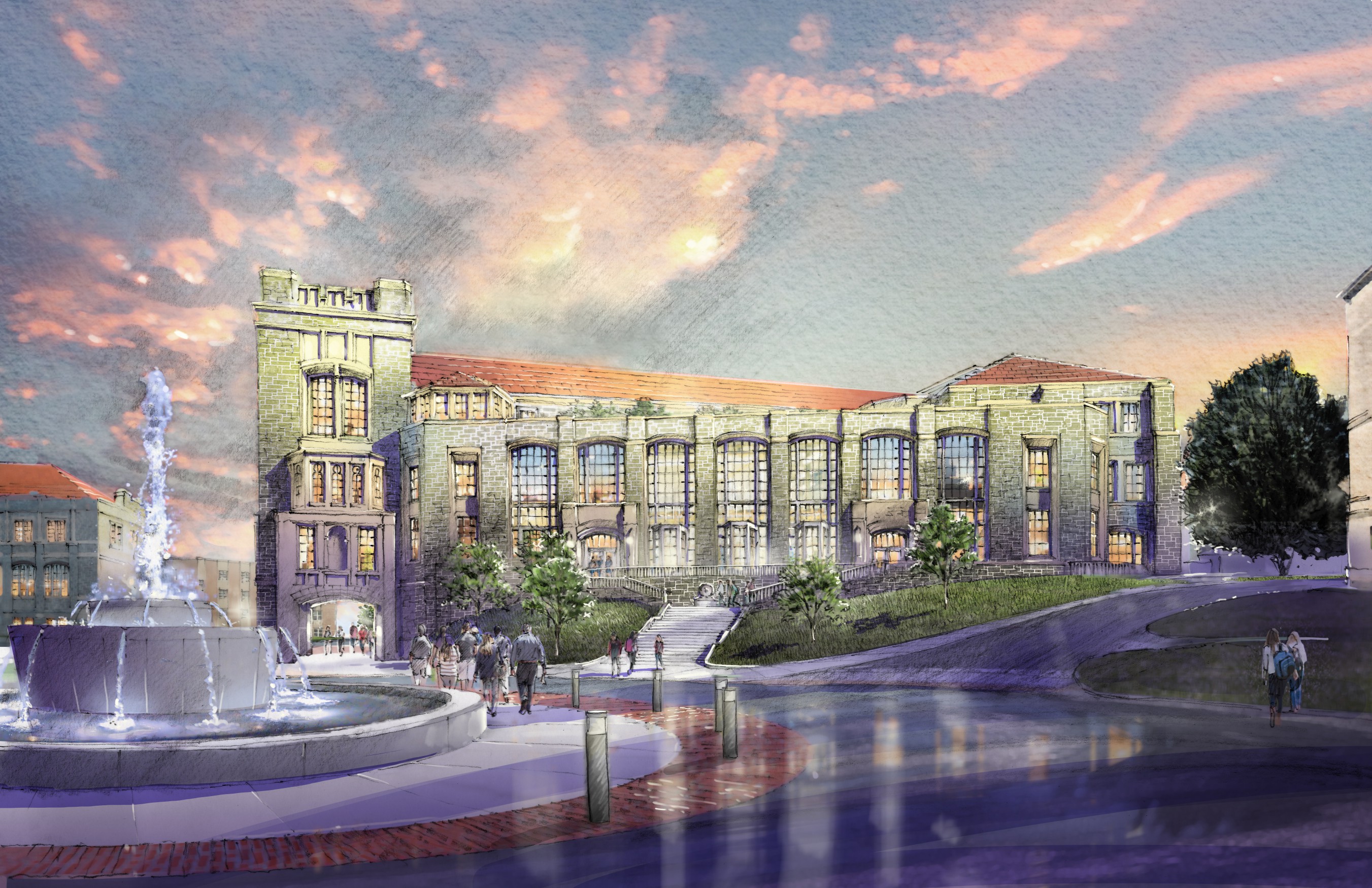 Rendering of new Conway School of Nursing and Campus Gateway